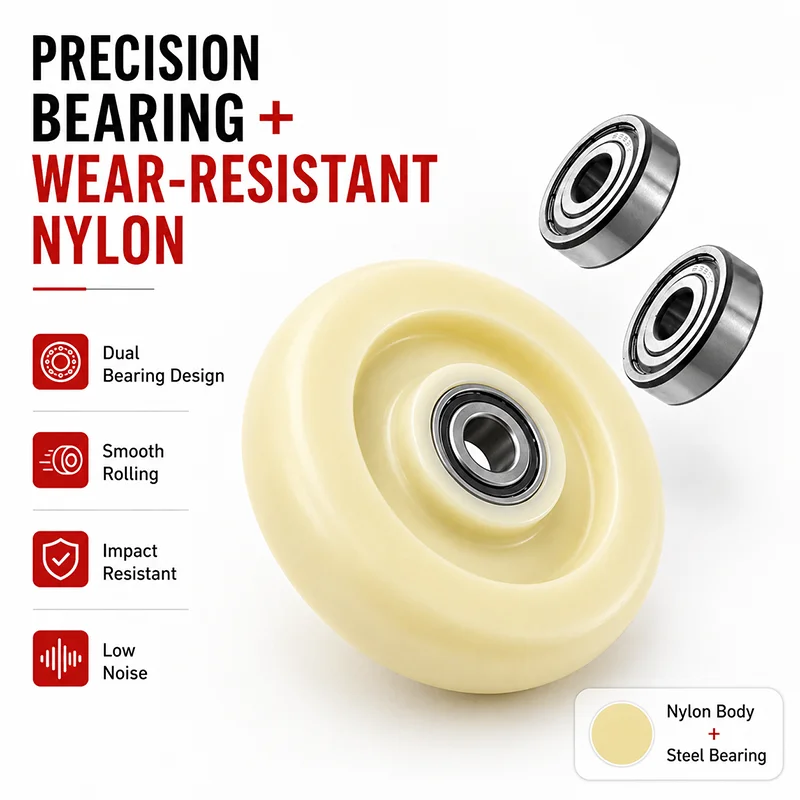 Heavy Duty White Nylon Caster Wheel 1.5-8 Inch with Bolt Nut Sleeve Bearing Wheel for Trolley Cart Roller
