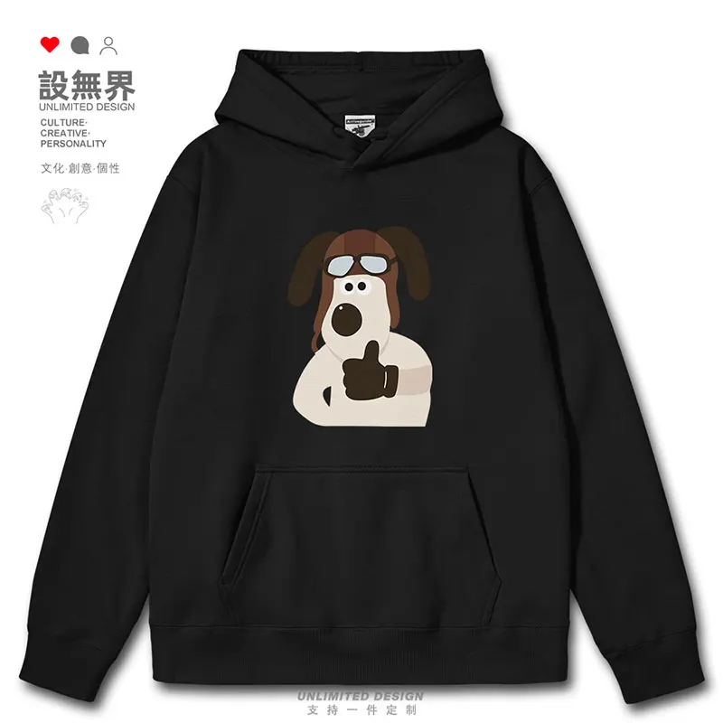 Cute pilot dog, silly and cute cartoon fun mens hoodies men's clothing jerseys men new tracksuit white autumn winter clothes