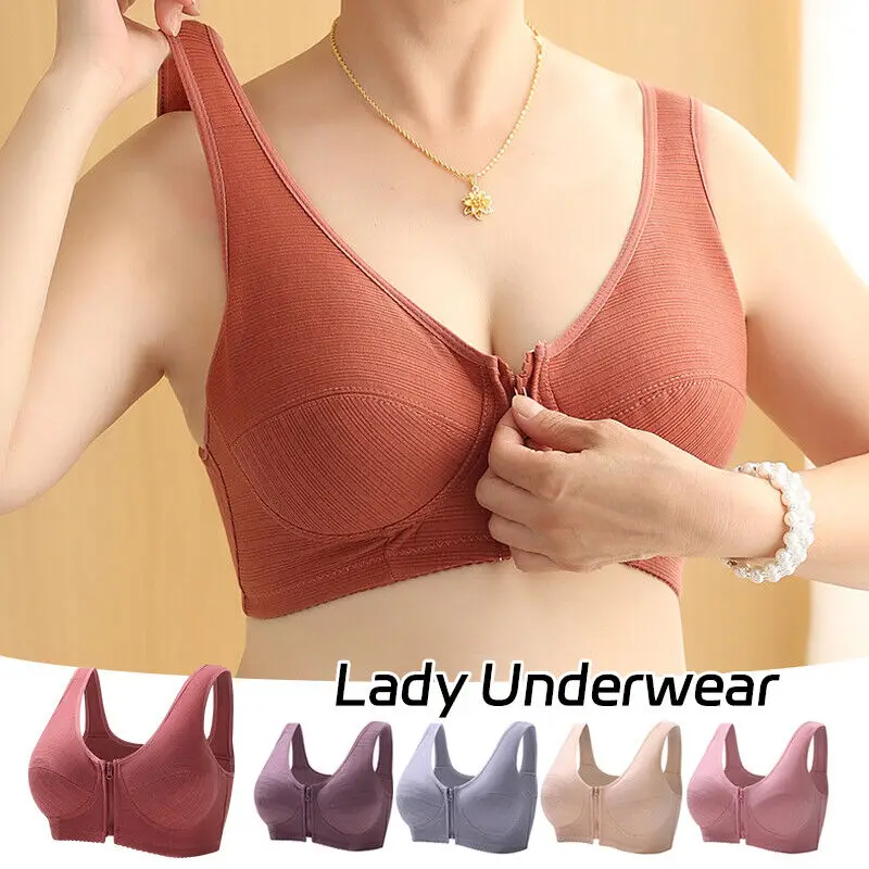 Women Bralette Front Zipper Closure Bra Push Up Breathable Underwear Wireless Thin Seamles Plus Size Shapers Bra