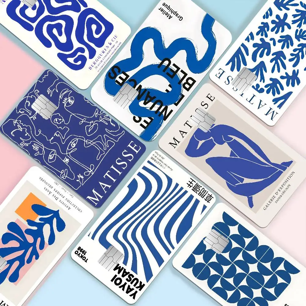 Abstract Klein Blue Simple Anmie Sticker Film Skin Cover For Credit Card Debit Bank Card Front