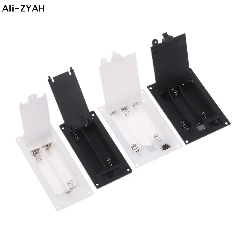 (YY)3Pcs/1Pc 2025 New 2x3x AAA Rectangular Embedded Battery Holder Storage Box Case with Switch Cover Batteries Shell Plastic