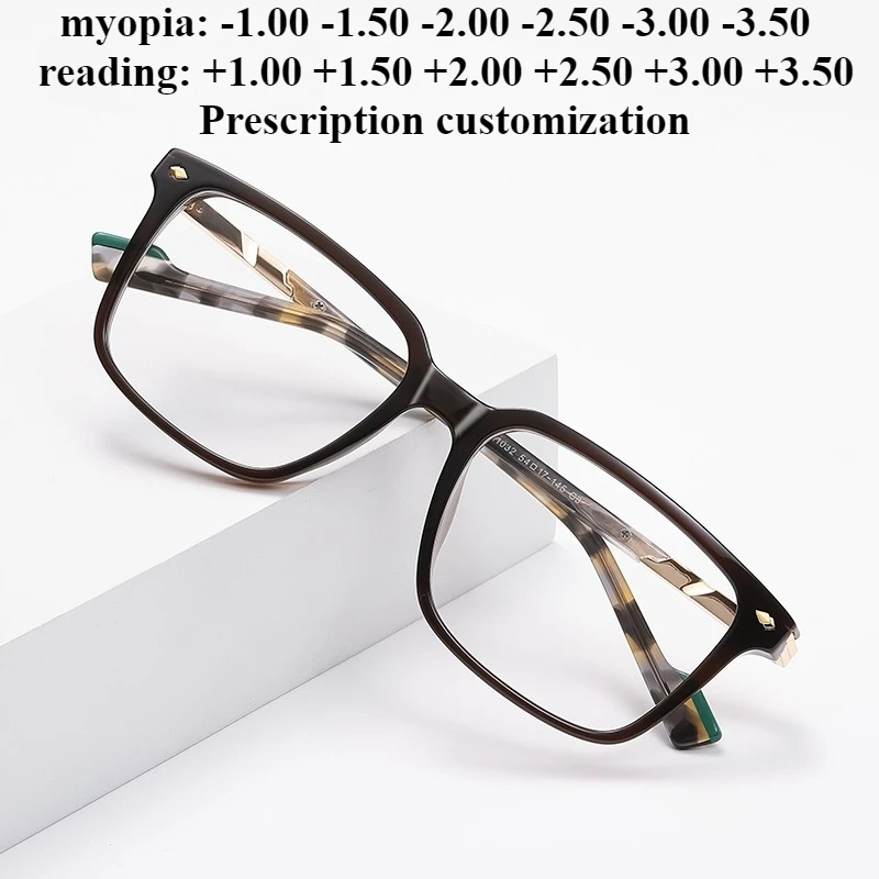 

54-17 Новые мужские прямоугольные очки для чтения с защитой от синего света, европейские и американские очки по рецепту на заказ, разные степени