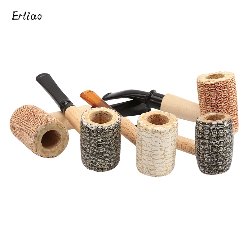 1PC Natural Corn Pipes Portable and Removable Tobacco Pipe Straight Type Creative  Medium Corn Pipe Smoking