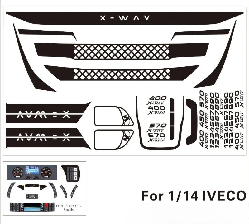 1 Set adesivo misuratore di metallo decorare per parti fai da te dedicate Iveco 1/14