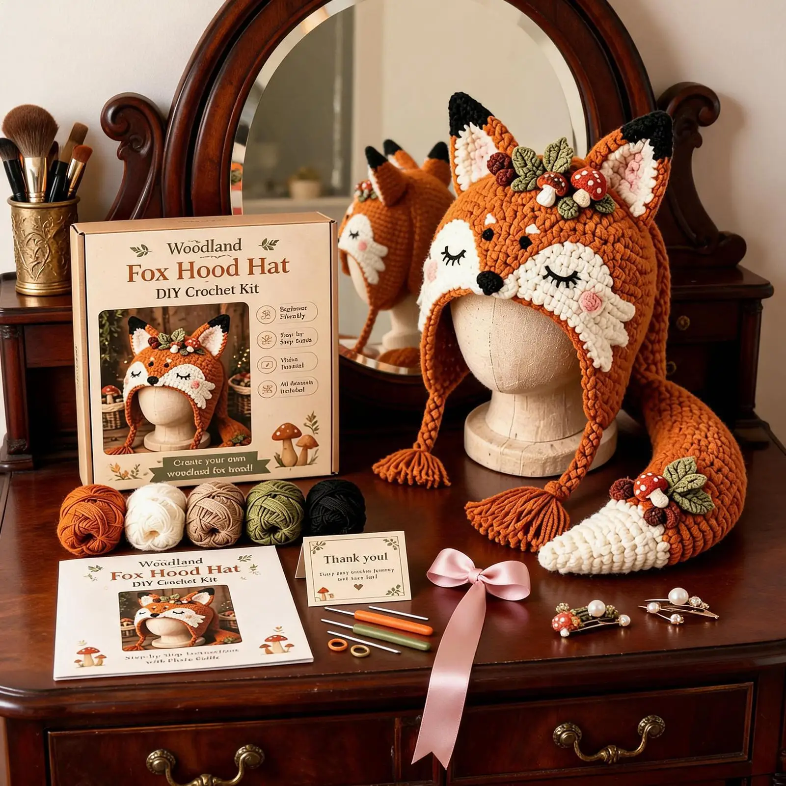 Hat Crochet Kit For Beginners Adorable Crocheting Animal Headwear With Step-by-step Guide Crochet Hat DIY Supplies For Adults