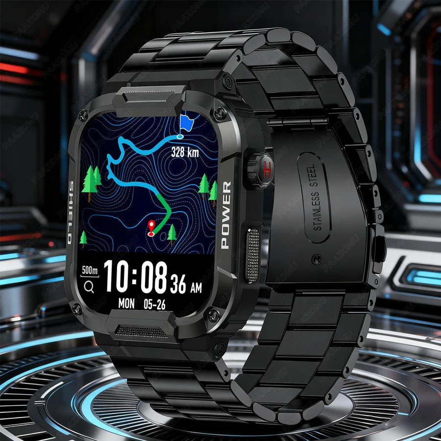

Military Smart Watch for Men 1.85'' HD 400mAh Battery100+ Sports Watch Bluetooth Call Outdoor Rugged Smartwatch for Android iOS