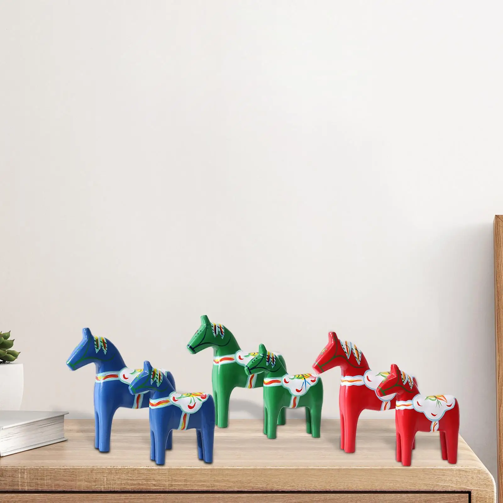 

Деревянная статуя лошади Дала, скандинавское животное, орнамент, ручная роспись, художественная ремесленная фигурка для подарка на новоселье