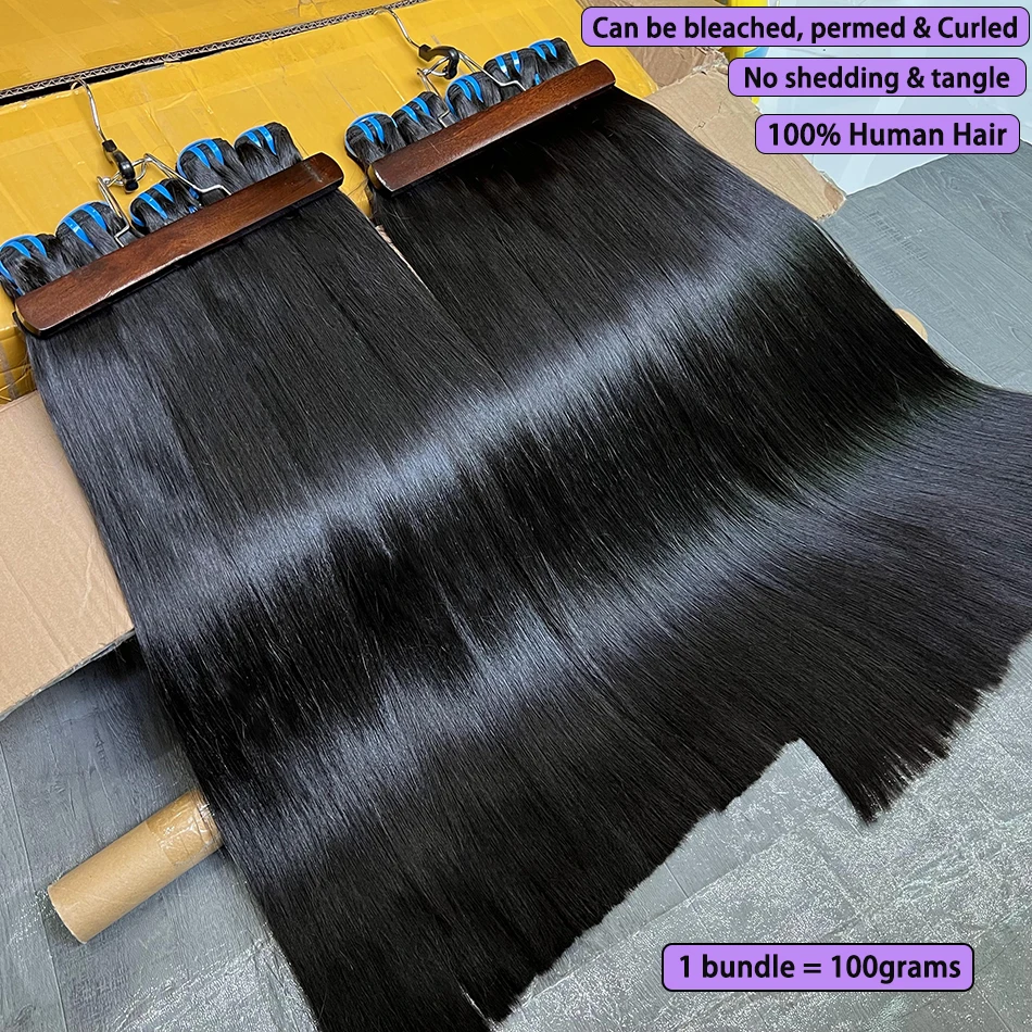 18A سوبر مزدوجة تعادل العظام حزم من شعر طبيعي مفرود اللون الطبيعي لحمة مزدوجة الفيتنامية الخام عذراء الشعر نسج ملحقات