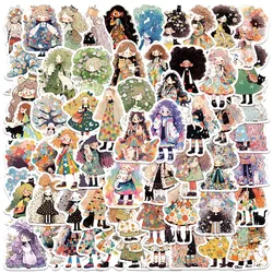 60pcs Cute Cartoon Anime Girls Graffiti Stickers For Laptop Water Bottle Luggage Notebook Phone Waterproof Vinyl Decals