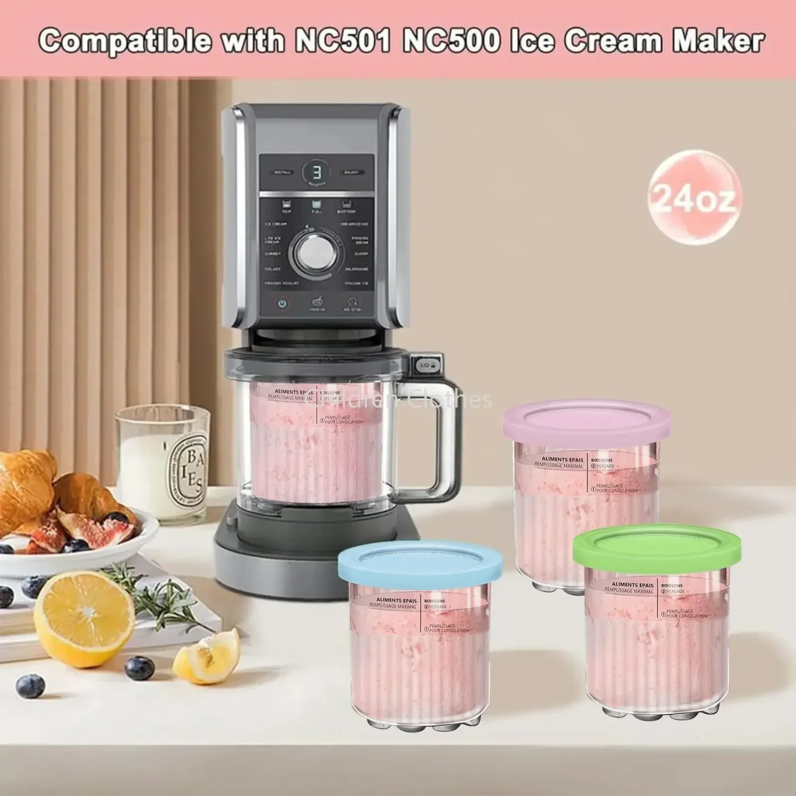 Eis behälter Ersatz für Ninja Creami Pints und Deckel 24 Unzen Tassen Creami Deluxe NC501 NC500 Serie mit Schaufeln