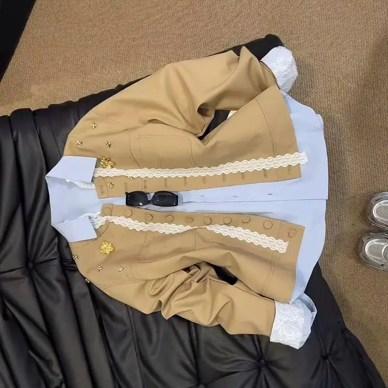 

Женская куртка Новая куртка Однобортная куртка цвета хаки Весенняя высококачественная уникальная супер красивая темпераментная талия Короткое пальто