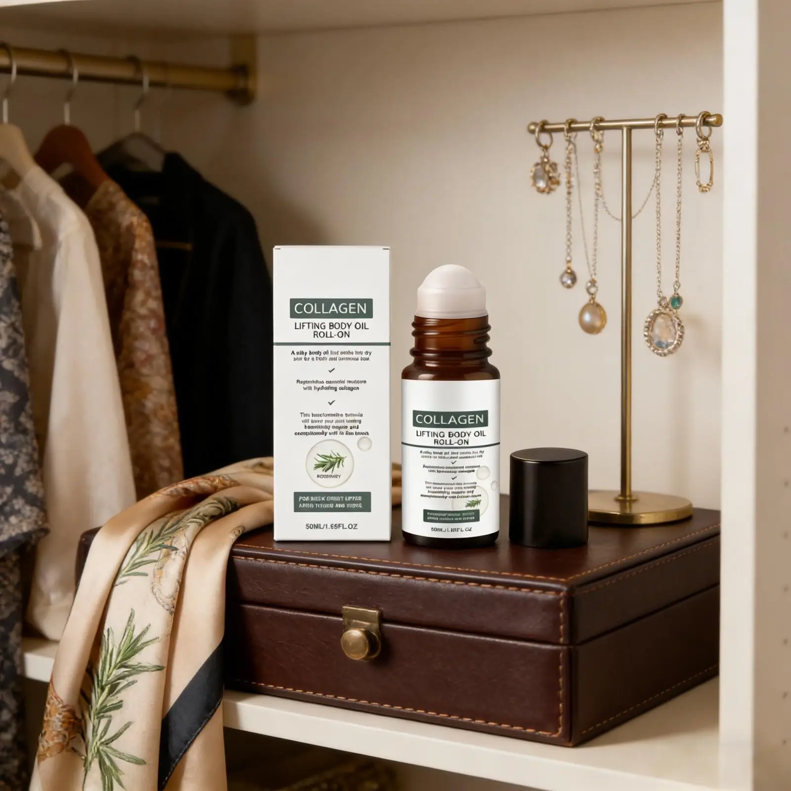 

Collagen Lifting Body Oil Roll-On Firm Skin Tightening Neck Chest Arm Anti Sagging Deep Hydration Rosemary Body Massage Oil 50ml