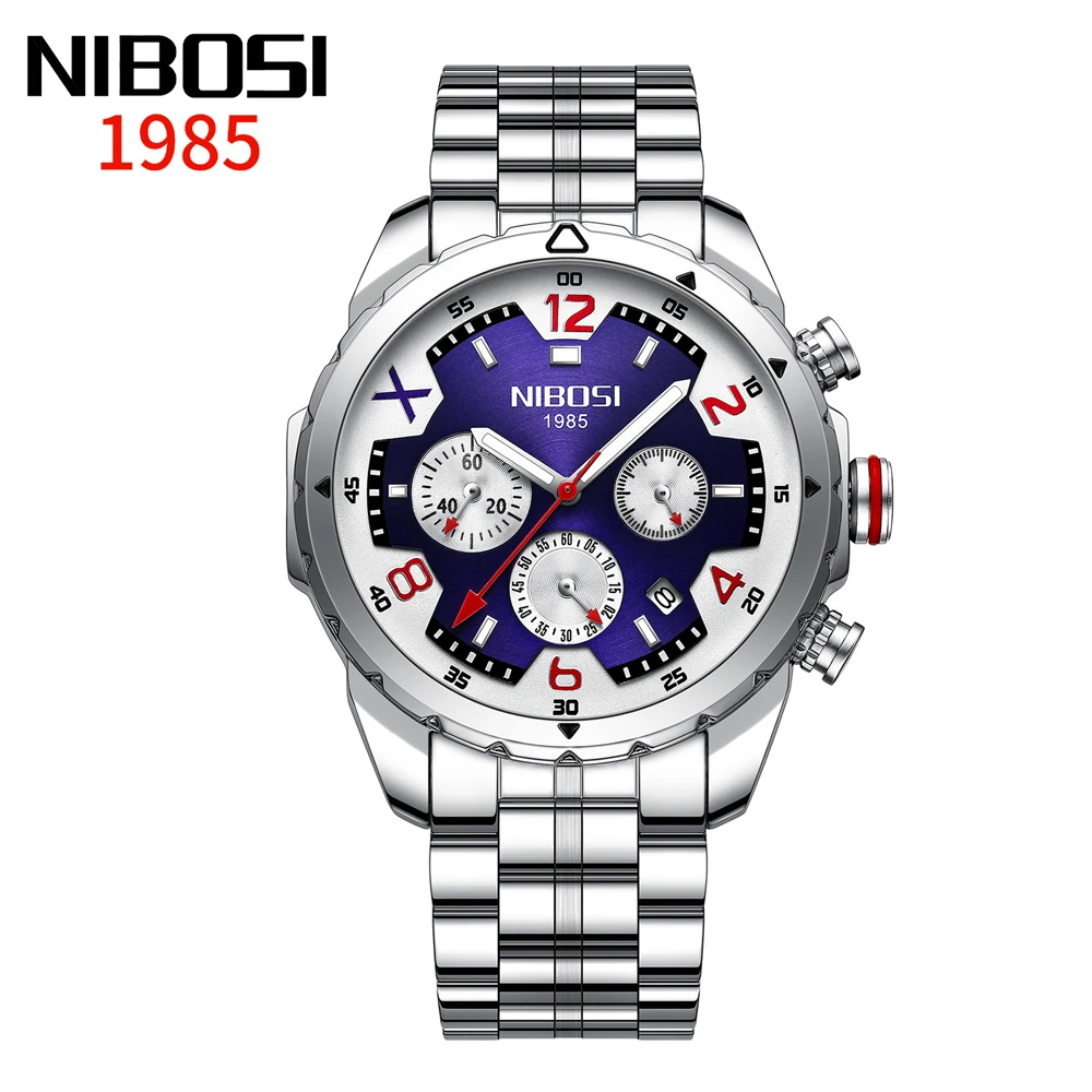 

NIBOSI новые модные мужские часы лучший бренд класса люкс хронограф кварцевые часы мужские водонепроницаемые часы из нержавеющей стали Relogio Masculino