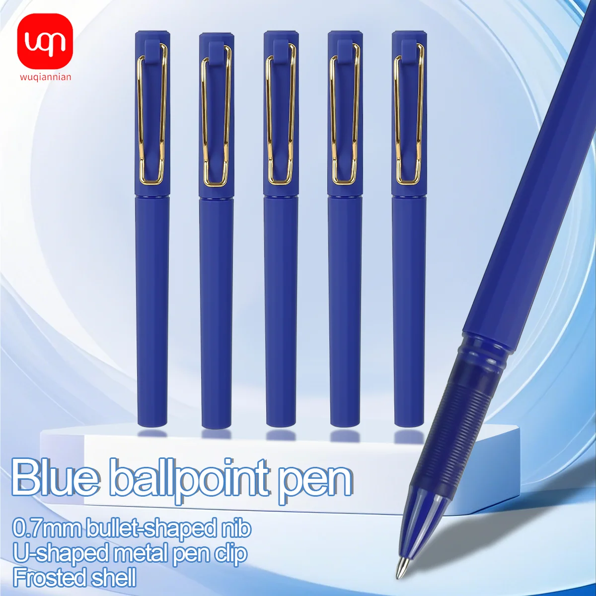 WQN-4/8/12PCS Frosted Blue Gel Pens 0.7/1.0mm Fine Point Smooth Blue Ink Metal Body for School & Office