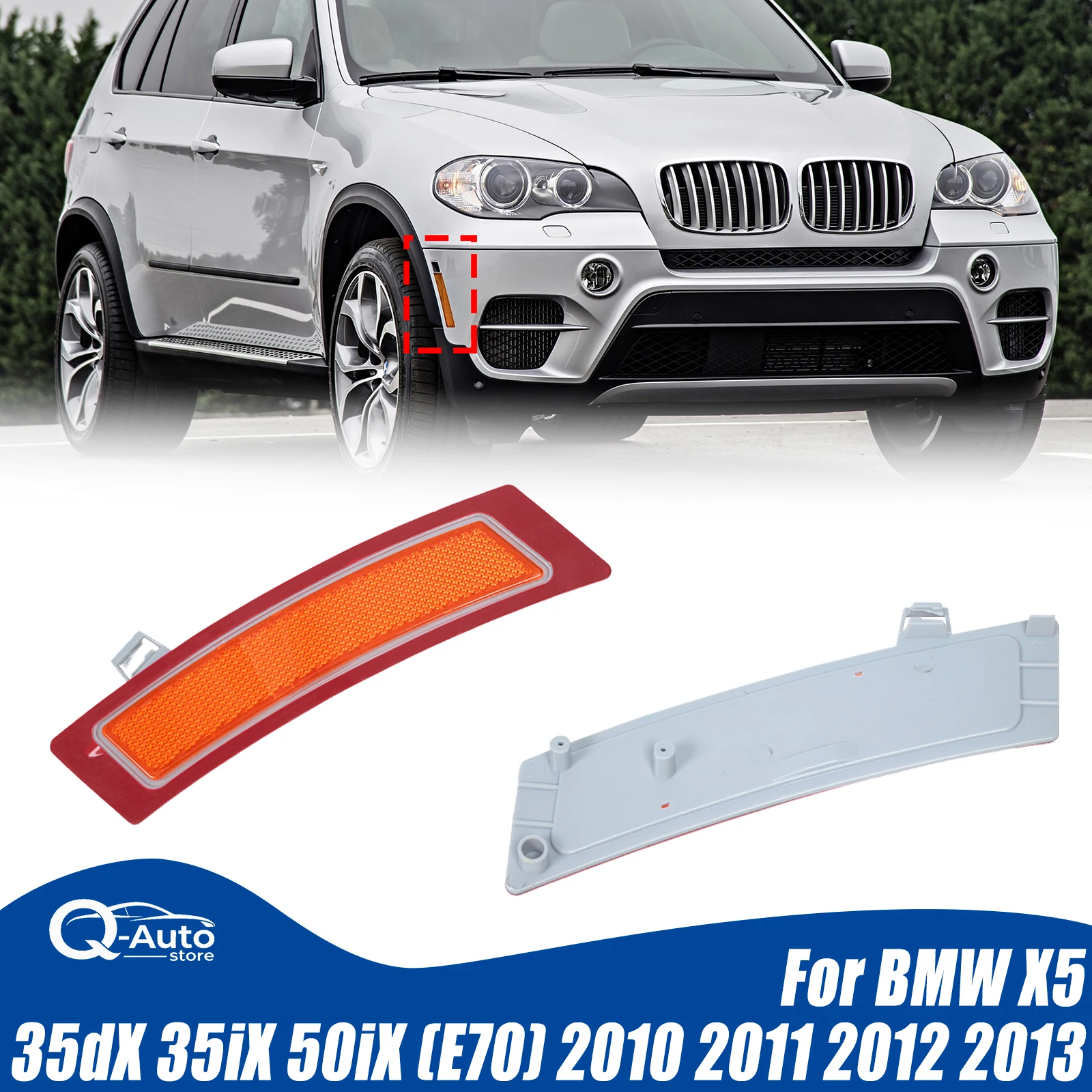 63147274433 63147274434 Front Bumper Reflector Decorative Marking Cover For BMW X5 E70 35ix 35dx 50ix 2011 2012 2013
