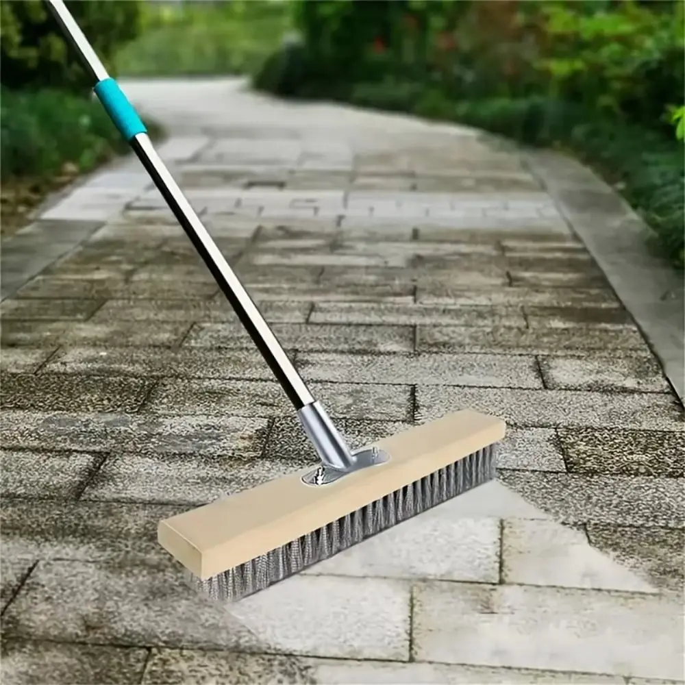 Stainless Steel Wire Broom Brush Corrosion-Resistant Heavy Floor Scrubbing Brush Rust-Proof Duty Deck Scrub Brush Swimming Pool