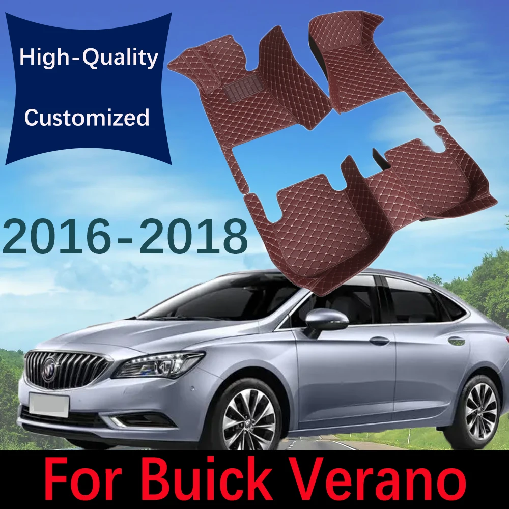 Custom Leather Car Floor Mats For Buick Verano Sedan 2016~2018 Fashion Automobile Carpet Rugs Foot Pads Interior Accessories