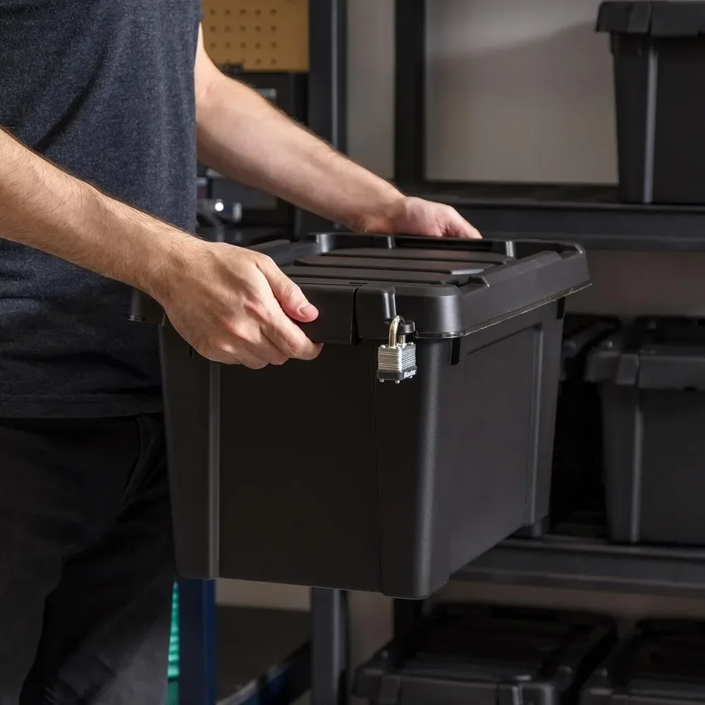 

# l Gallon Lockable Storage Totes with Lids, 6 Pack - Black, Heavy-Duty Durable Stackable Containers