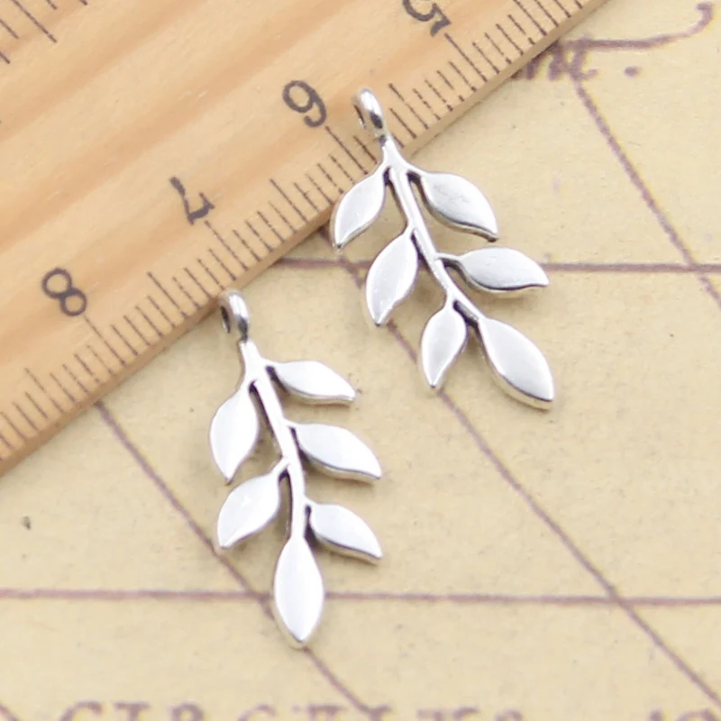 20 sztuk Charms gałąź drzewa liść 24x11mm tybetański srebrny kolor wisiorki antyczna biżuteria Making DIY Handmade Craft