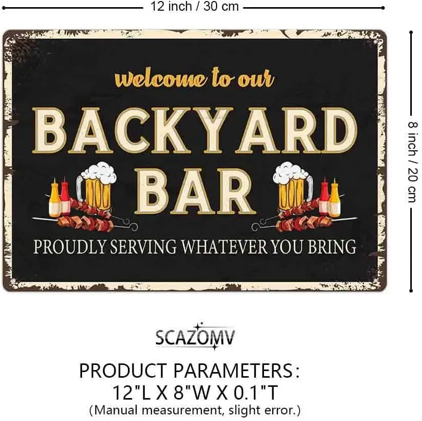 Welcome To Our Backyard Bar & Grill Metal Sign Outdoor Pool Backyard Bar Signs 12