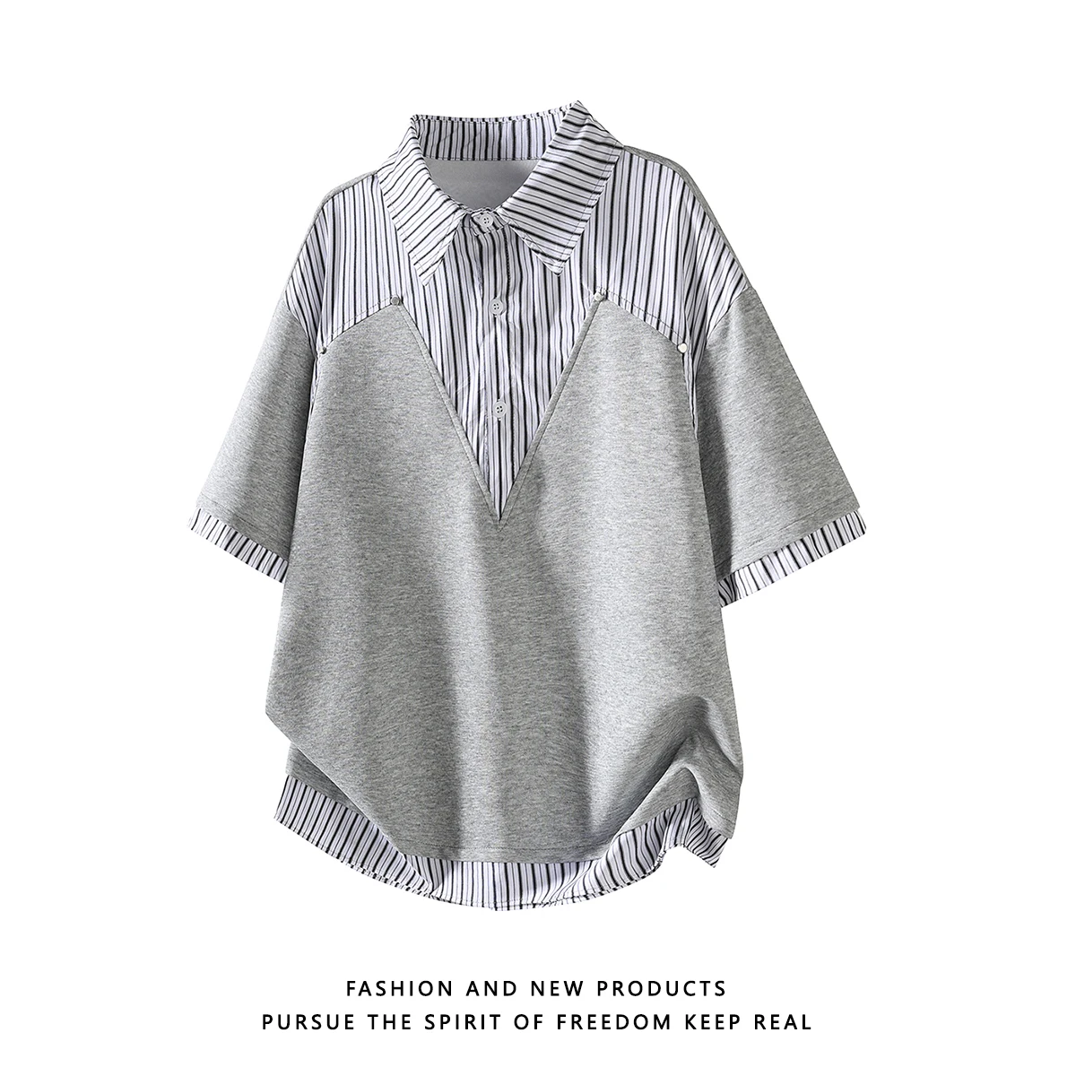 2026 Summer Men's Two-piece Dissected Stripes Polo Shirt Short-Sleeve T-Shirt — купить у AliExpress WW
