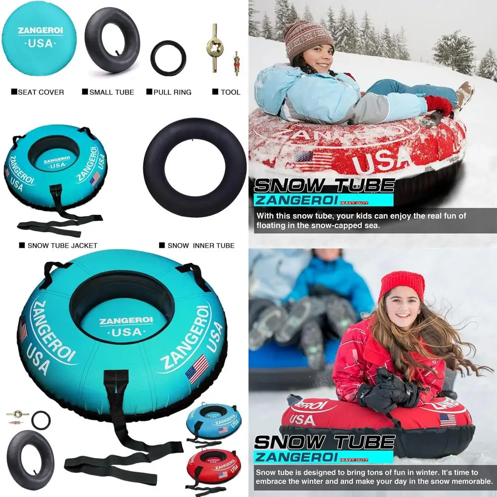 

Heavy-Duty 47 Inflatable Snow Tubes for Kids & Adults with Protective Cover