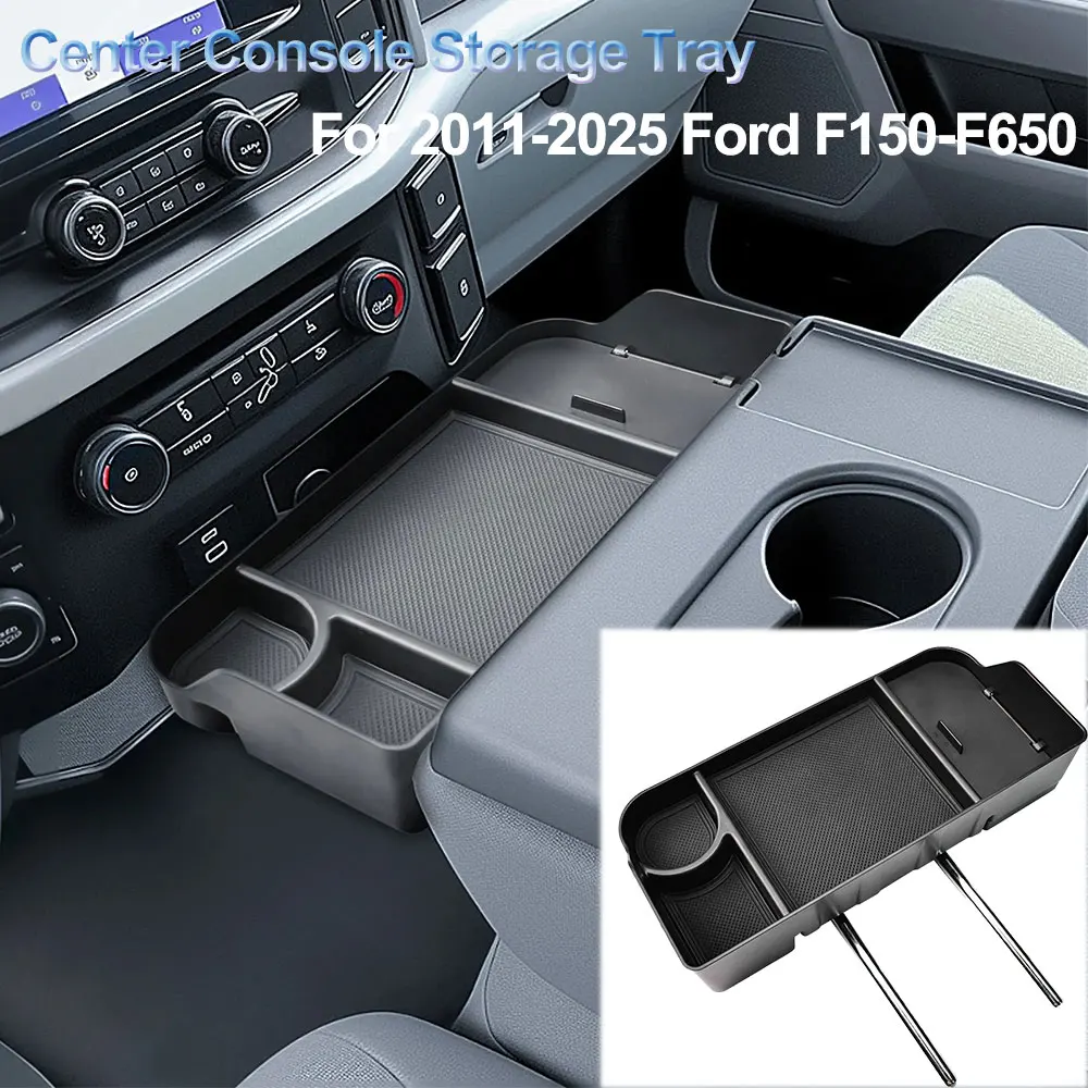 Front Center Seat Headrest Organizer For Ford F150 F250 F350 F450 F550 F650 2011-2025 ABS Storage Box Cup Holder Car Accessories