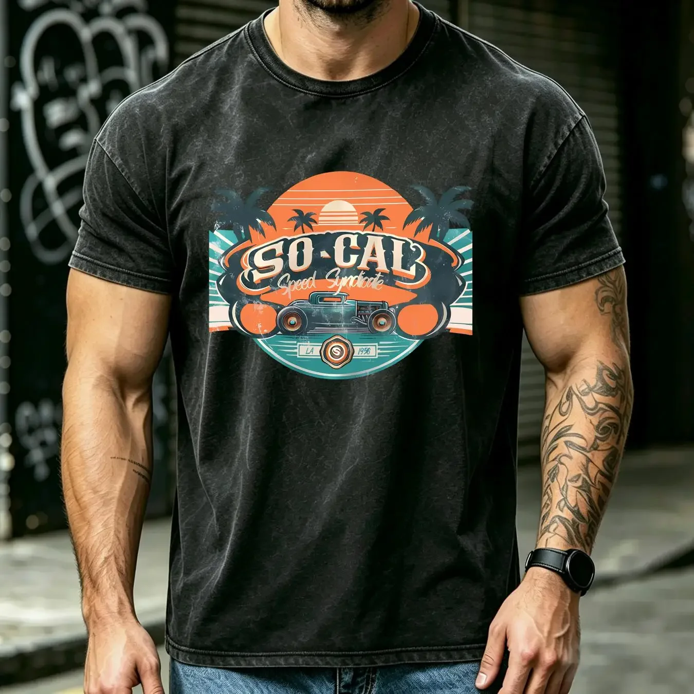 washed T Shirt SoCal Speed Performance Gear long or short sleeves vintage Washed Slightly streetwear Casual Comfortable Soft