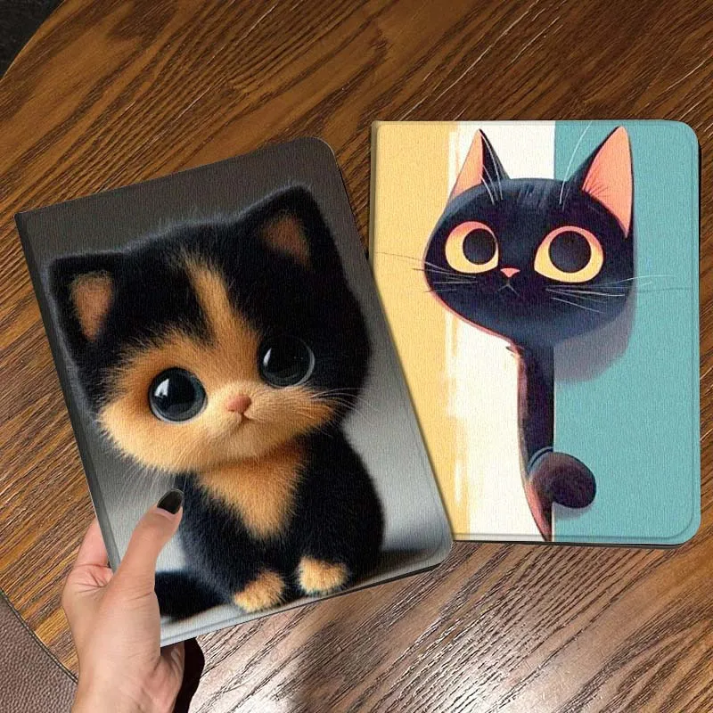 

Cute Black Cat Head Gift For iPad Pro Air Mini 2 3 4 5 6 7 6th 7th 10th 11th 10.2 9.7 10.5 11 Foldable Tablet Case