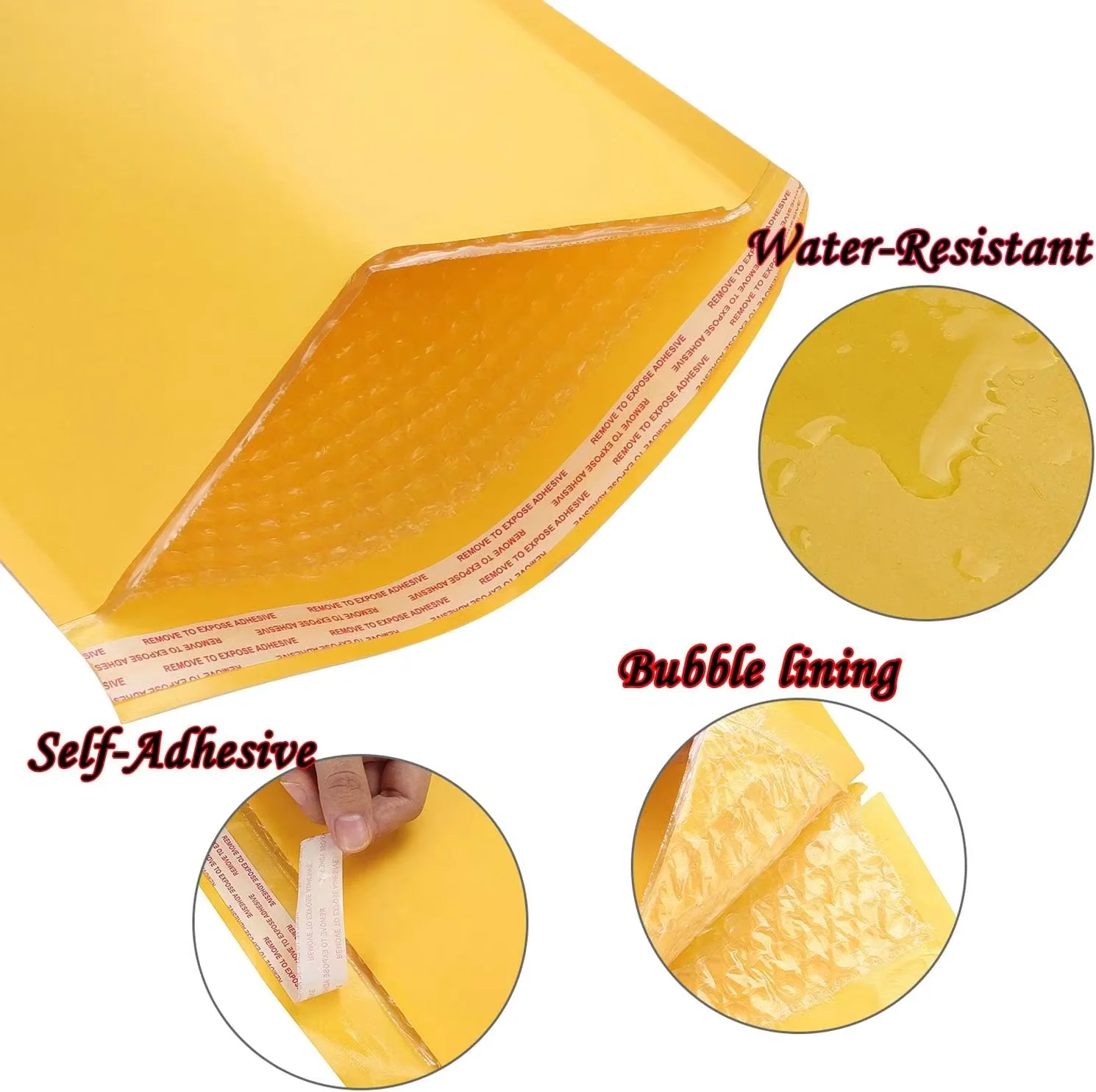 Kraft Bubble Mailers Self-Seal Adhesive Shipping Bags, Cushioning Padded Envelopes for Shipping, Mailing, Packaging