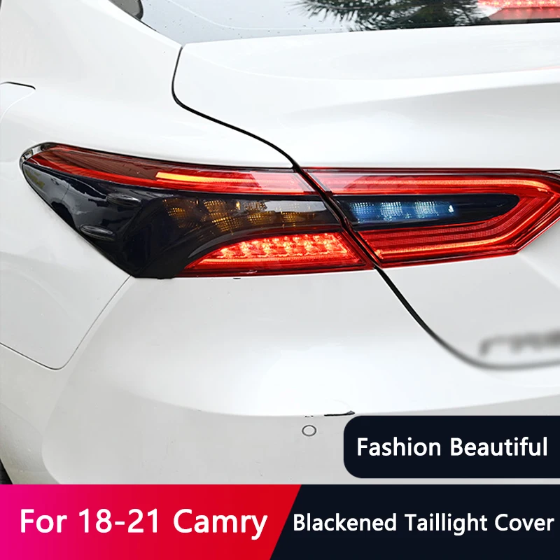 QHCP Car Tail Lamp Shade Cover Trims Lampshade Lamp Hoods Acrylic Smoke Black Fits For Toyota Camry 2018-2023 Exterior Accessory