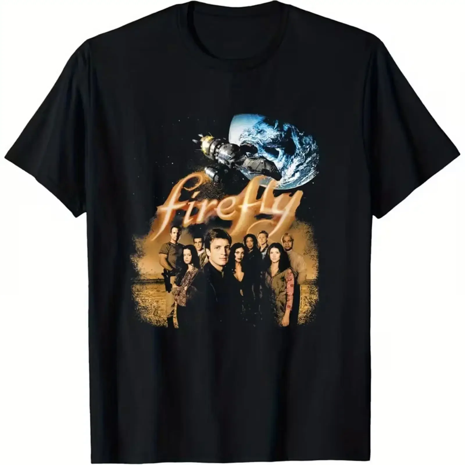 Firefly Retro Vintage T Shirt Casual 100 Cotton  vintage Washed homme Comfortable streetwear fashion Versatile Unisex graphic