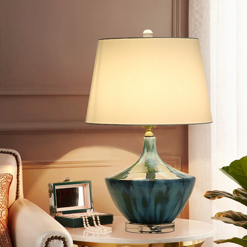 Luxury High Grade Table Lamp Ceramic Ice Crack Living Room Cozy and Romantic Modern Minimalist Bedroom Bedside Lamp