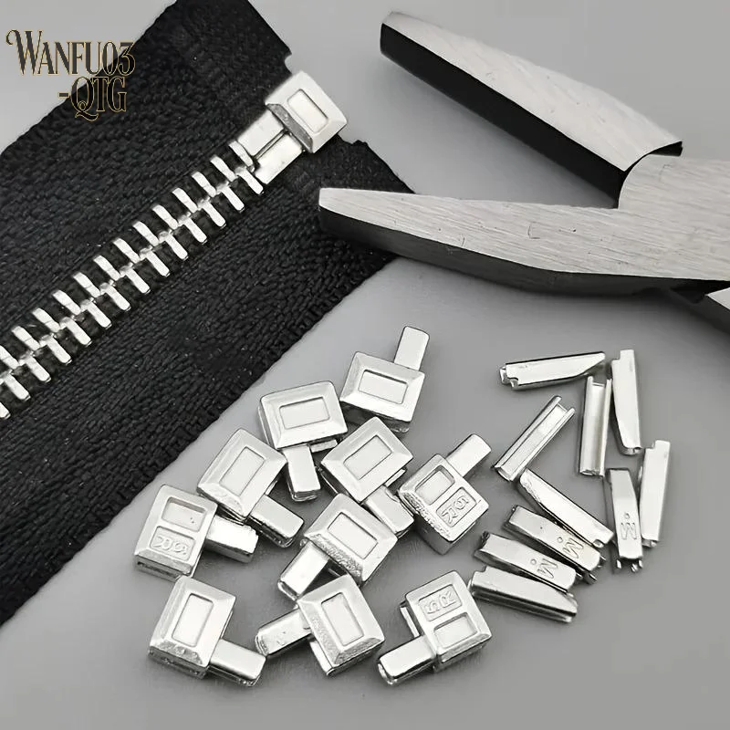 Hot Sale 10 Set Non-Slip Stopper Metal Zipper Closure Head Zip End Lock Clothes Zippers Bottom Socket Repair Kit Accessories