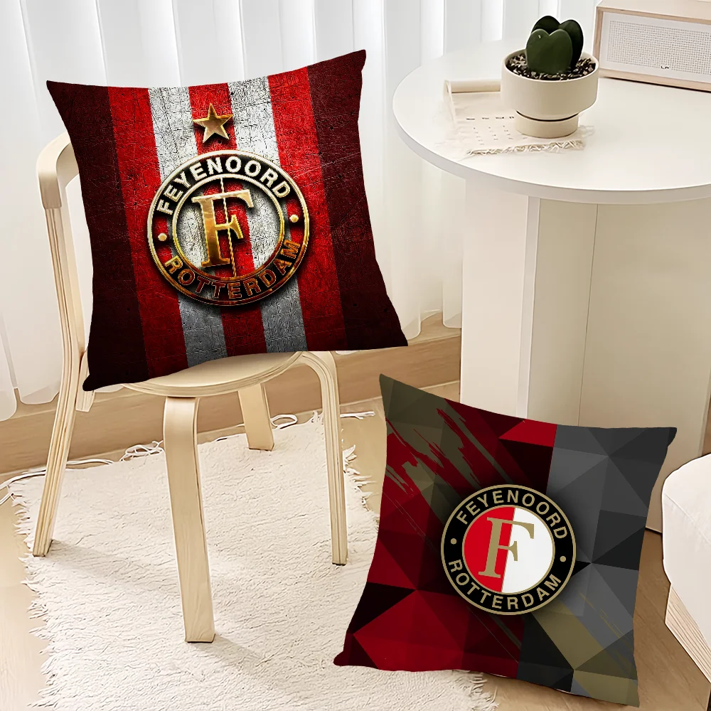 F-Feyenoord-Club Logo Pillow Case Sofa Living Room Headboard Bedroom Backrest Cushion Square Cushion Nap Time