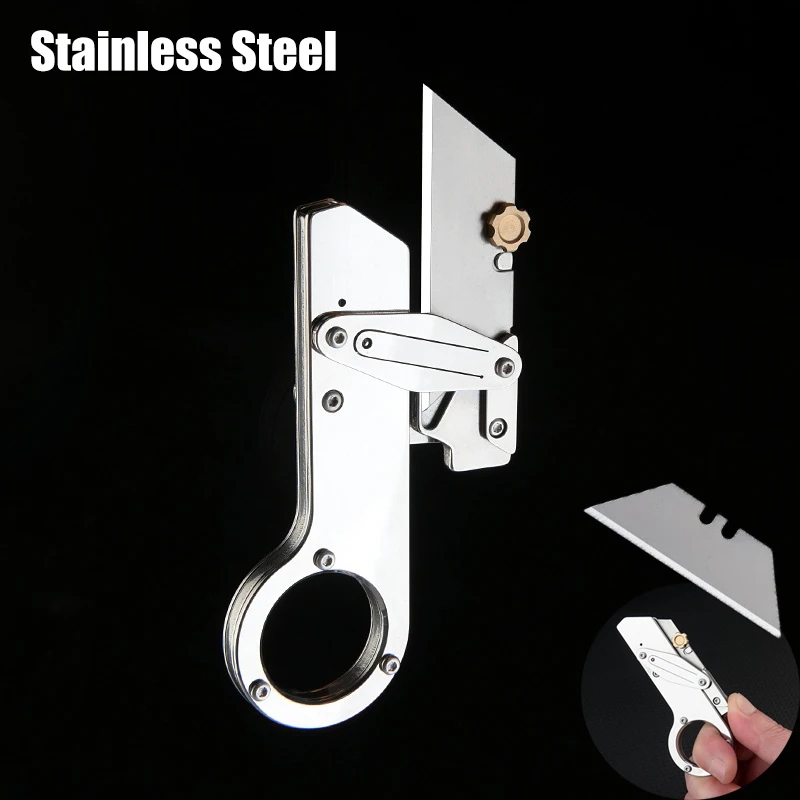 

Stainless Steel Mechanical Folding Knife Sharp Cutting Paper Utility Knife Can Replace SK5 Blade Box Cutter Wallpaper Knife