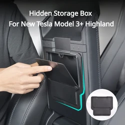 Per il nuovo modello Tesla 3 + Highland 2024 scatola portaoggetti nascosta ventosa magnetica scatola bracciolo Privacy Storage accessori interni