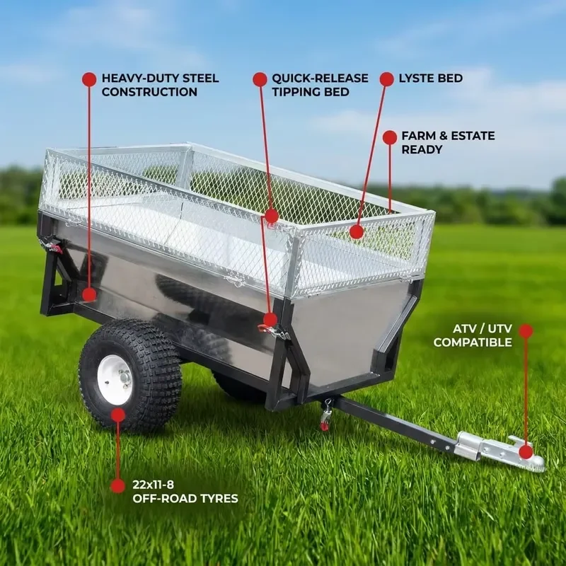 Heavy Duty Galvanized Steel Utility Trailer for ATV UTV Farm Ranch Garden Hauling Cargo Transport Equipment with High Load