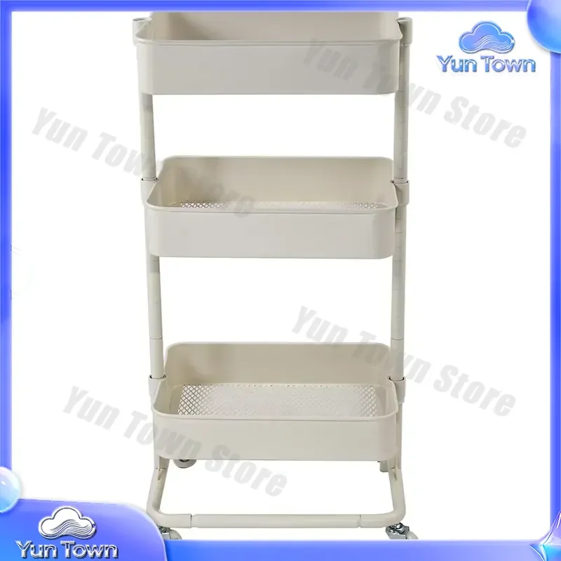 for 2026 3-Tier Metal Mesh Rolling Cart for Home Kitchen Bedroom Office Storage Trolley Serving Cart Mobile Organizer Utility