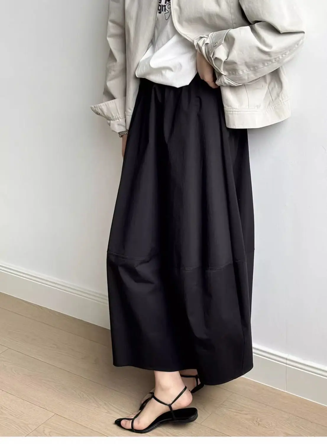 Spring Summer White Long Skirts for Woman Elegant Elastic High Waist Flared Umbrella Skirt Woman Casual Solid A-Line Maxi Skirt