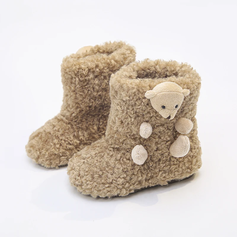 

2025 г., детские плюшевые сапоги, зимние милые ботильоны с медведем для девочек, теплые пушистые детские модные хлопковые сапоги принцессы с мягкой подошвой