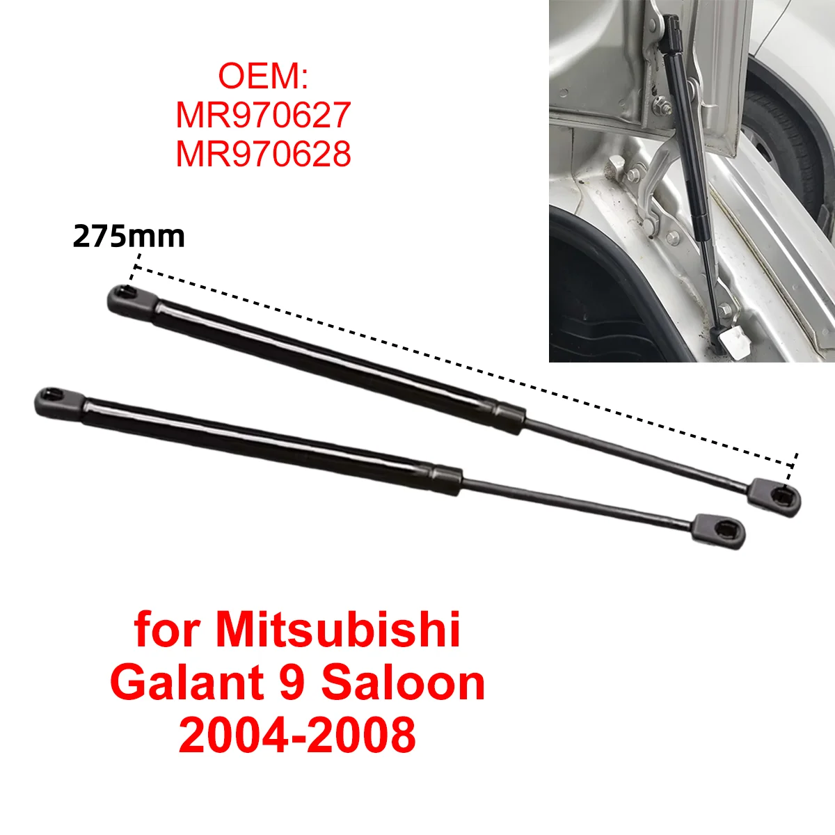 

2Pcs MR970627 Car Rear Trunk Boot Tailgate Gas Struts Lift Support Rods for Mitsubishi Galant 9 Saloon 2004-2008
