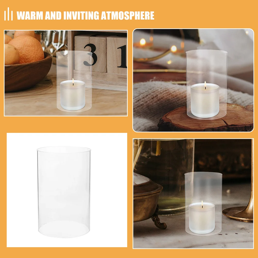 حامل زجاجي شفاف مقاس 6 × 4 بوصة، أكمام أسطوانية شفافة مقاومة للرياح، مفتوح كلا الطرفين لتزيين حفلات الزفاف المنزلية