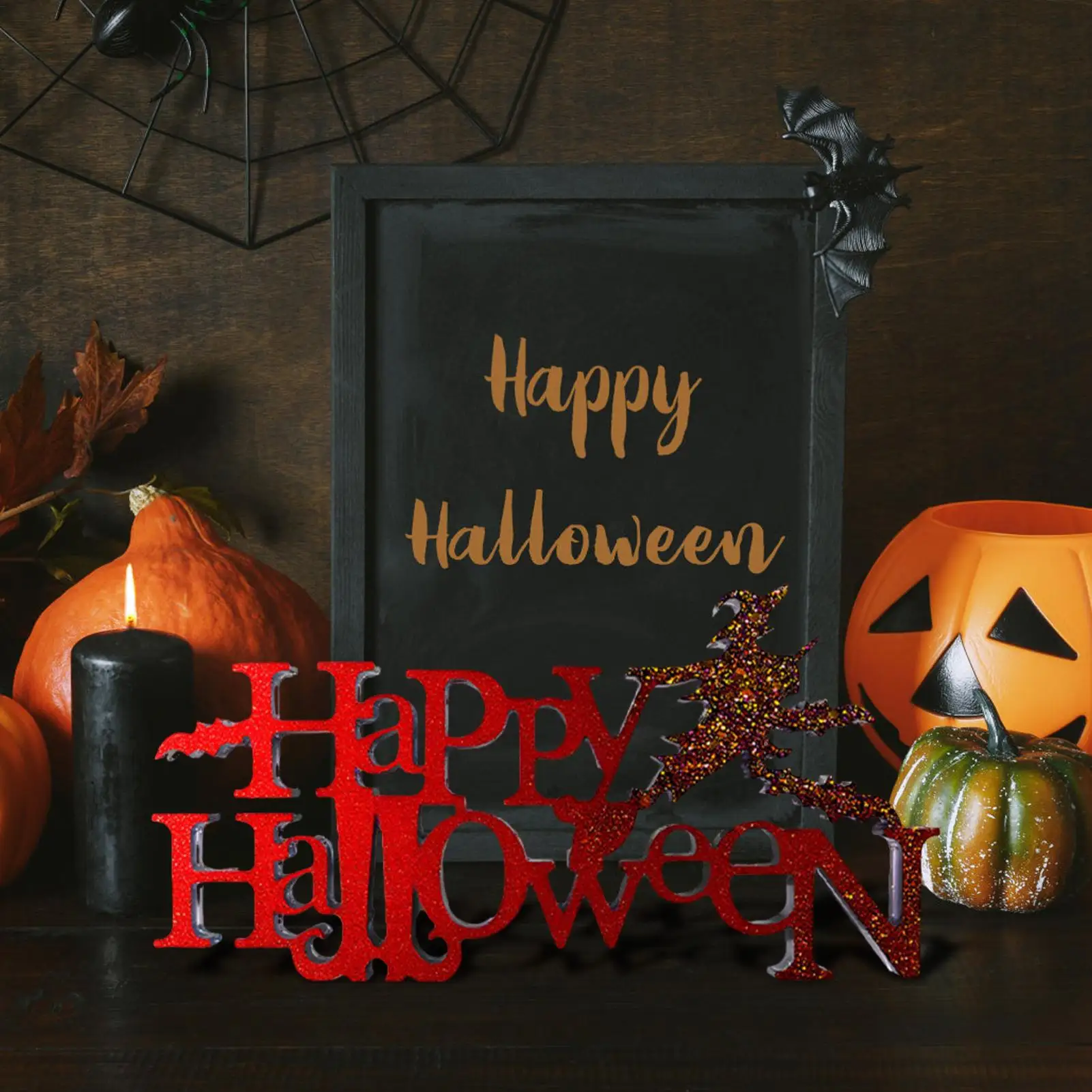 Moldes de silicone para halloween, moldes de sinal de porta com letras felizes para resina epóxi, artesanato multiuso, ajuda para velas