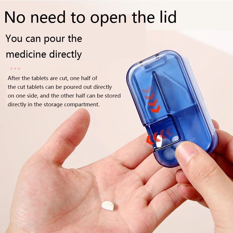 Pill Cutter Case Splitter for Cutting Small Pills or Large Pills in Half Cuts Pill Tablets Stainless Steel Blade Travel Sized