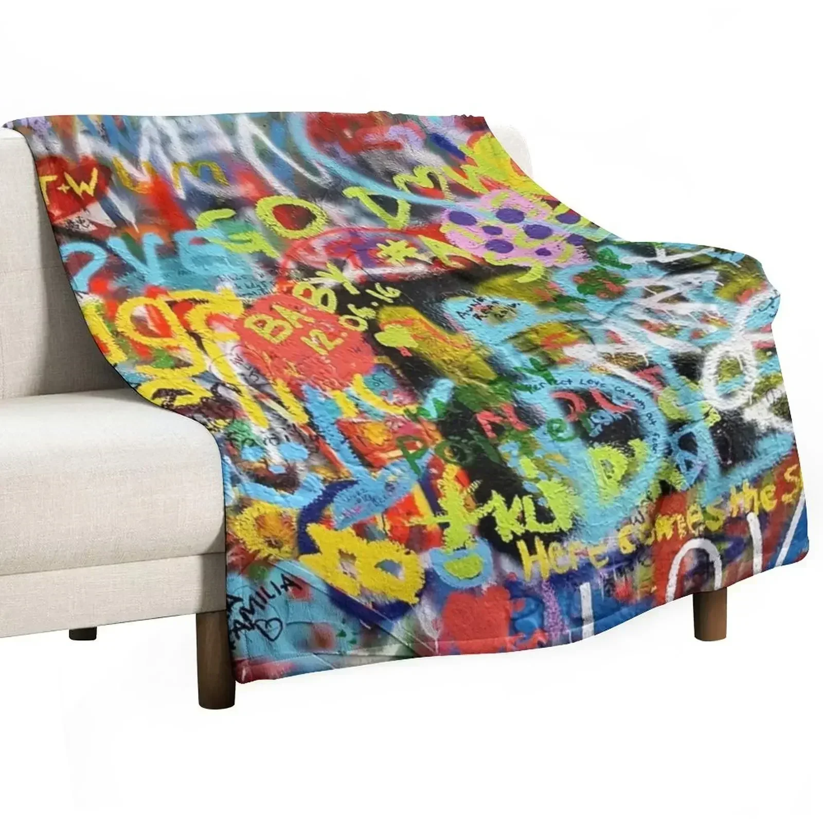 Wall Art Graffiti Throw Blanket Camping Fashion Sofas Luxury St Bed Hair Cute Plaid Blankets