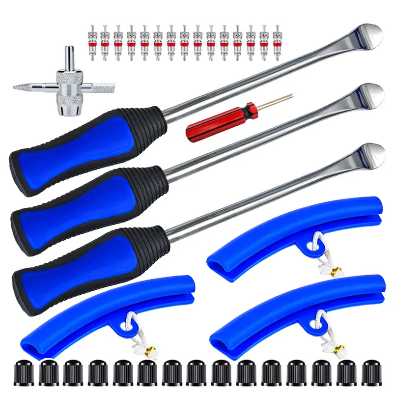 Three-Piece Steel Tire Lever Spoon Removal Kit Or Inch Options Rim Protectors Cloth Bag Bicycle E-Bike Motorcycle Tires