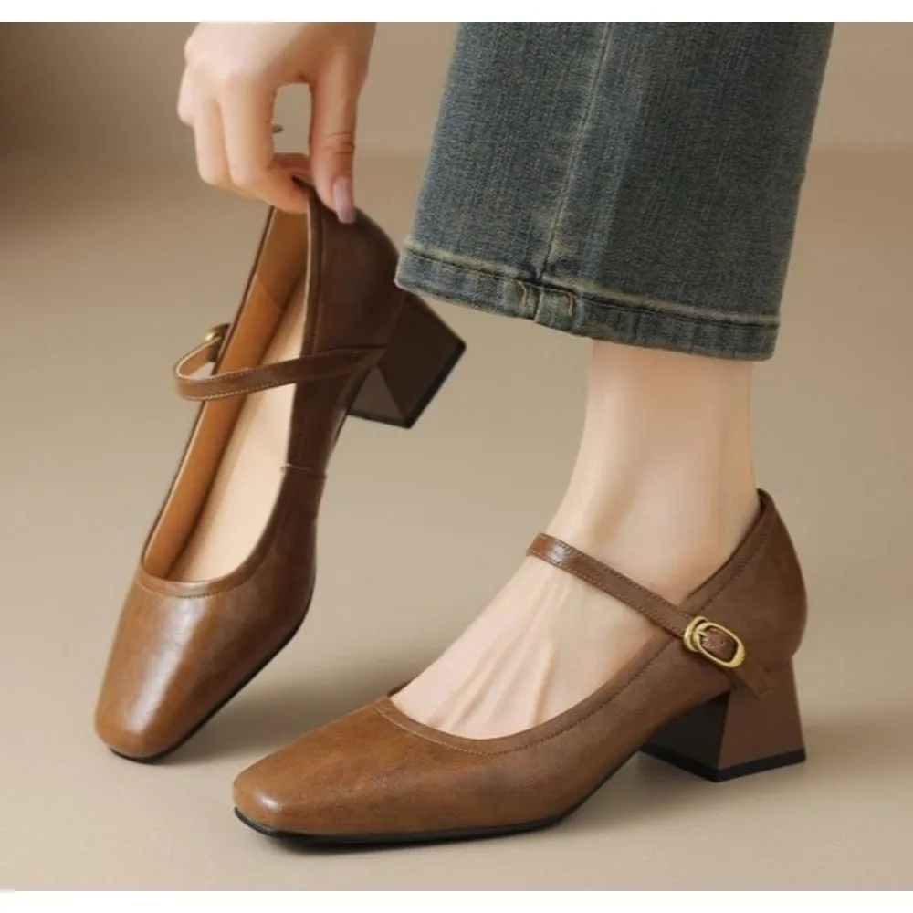 

Designer High Heel Pumps Women's Fashion Low Heel Shoes Ladies Elegant Party Dress Slides Sandalias Thick Heel Dress Shoes