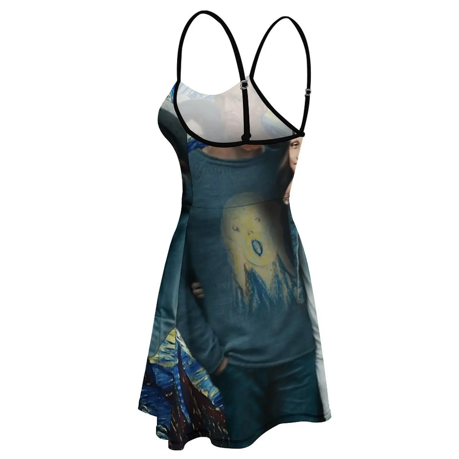 Vestido exótico de arte abstracto de Van Gogh con Mona Lisa para mujer, ropa divertida con gráfico de Humor para fiestas gráficas