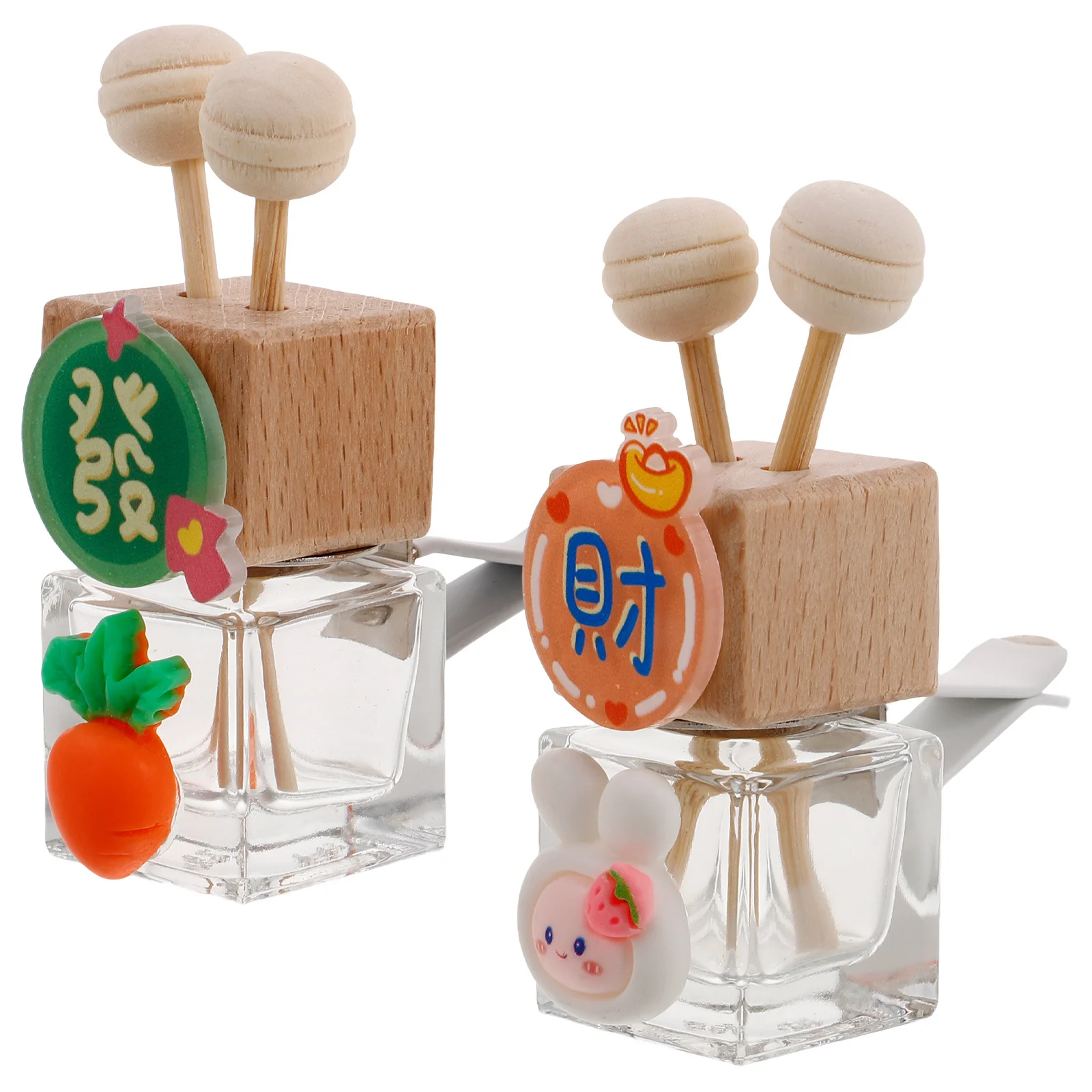 

2Pcs Car Essential Oil Diffuser Vent Clip Refillable Glass Perfume Bottle Compact Car Air Freshener Aromatherapy Ornament